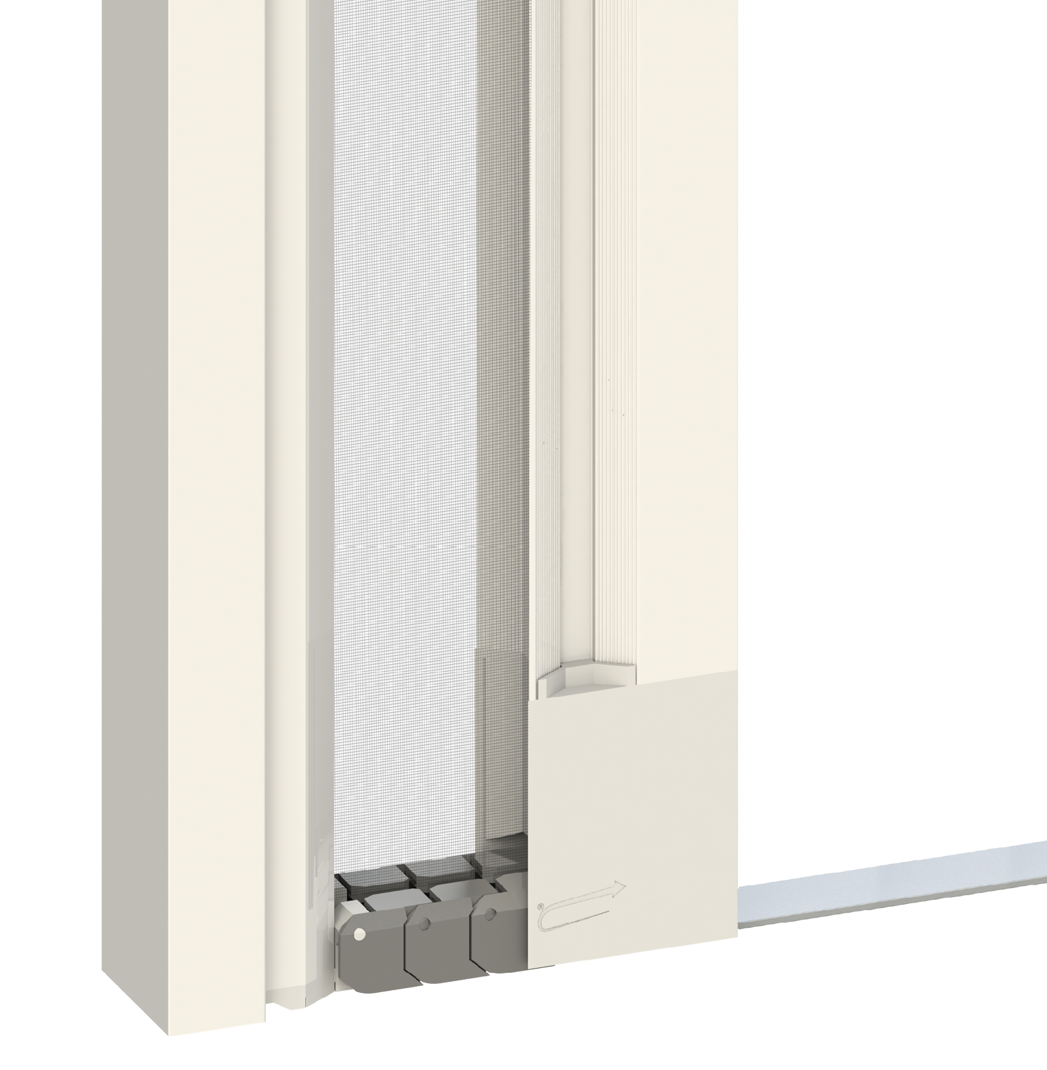 Dettaglio della guida inferiore antinciampo di Phantom25 progettata per migliorare accessibilità e sicurezza del passaggio.